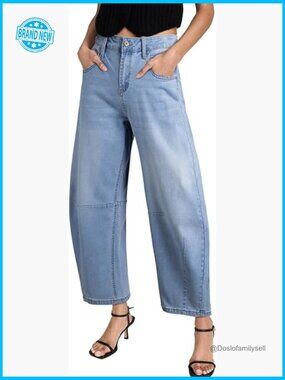 Wide Leg Barrel Jeans Vintage Y2K Baggy Boyfriend Ankle Denim Pants Mid Rise